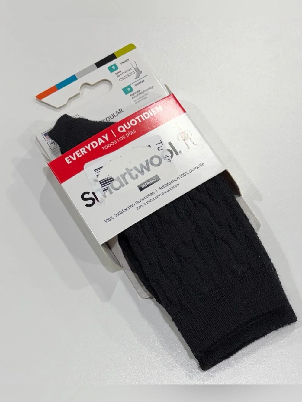 Smartwool Women's S Small Everyday Cable Zero Cushion Crew Socks Black NWT